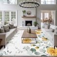 thumbnail image 3 of Yellow Flowers Large Area Rugs 8x10 ft Eucalyptus Leaves Spring Plants Bee Idyllic Washable Rug Non Slip Indoor Carpet Absorbent Floor Mat for Living Room Bedroom Dining Room, 3 of 9