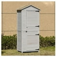 thumbnail image 2 of Garden Cabinet Light Gray Wooden 4-Tier Outdoor Storage Shed Lockable Backyard Organizer, 2 of 9
