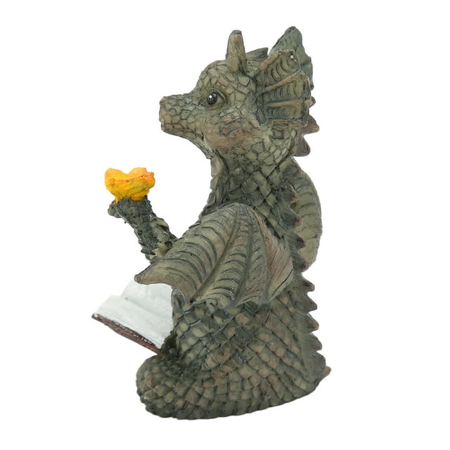 Dragon Statue, Exquisite Colorfast Waterproof Dragon Reading Book Statue Sunproof Cute Preventing Aging For Tree For Wall