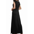 thumbnail image 3 of Women's Summer Maxi Dress Long Casual Loose Fit Round Neck Wrinkle-Free with Pockets Side Slit Black S, 3 of 9