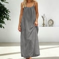 thumbnail image 6 of BOOMNY Women's Backless Cami Dress Spaghetti Strap Cami Lounge House Dresses Flowy Beach Summer Maxi Sundress, 6 of 7