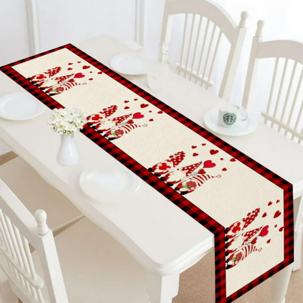 Valentines Day Red Hearts Table Runner, What Size Tablecloth For 72 Inch Long Table