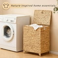 thumbnail image 3 of Casa Pura Furniture Handwoven Hyacinth Rattan Elevated Feet Laundry Hamper with Lid & Removable Liner Bag, Off-White, 3 of 6