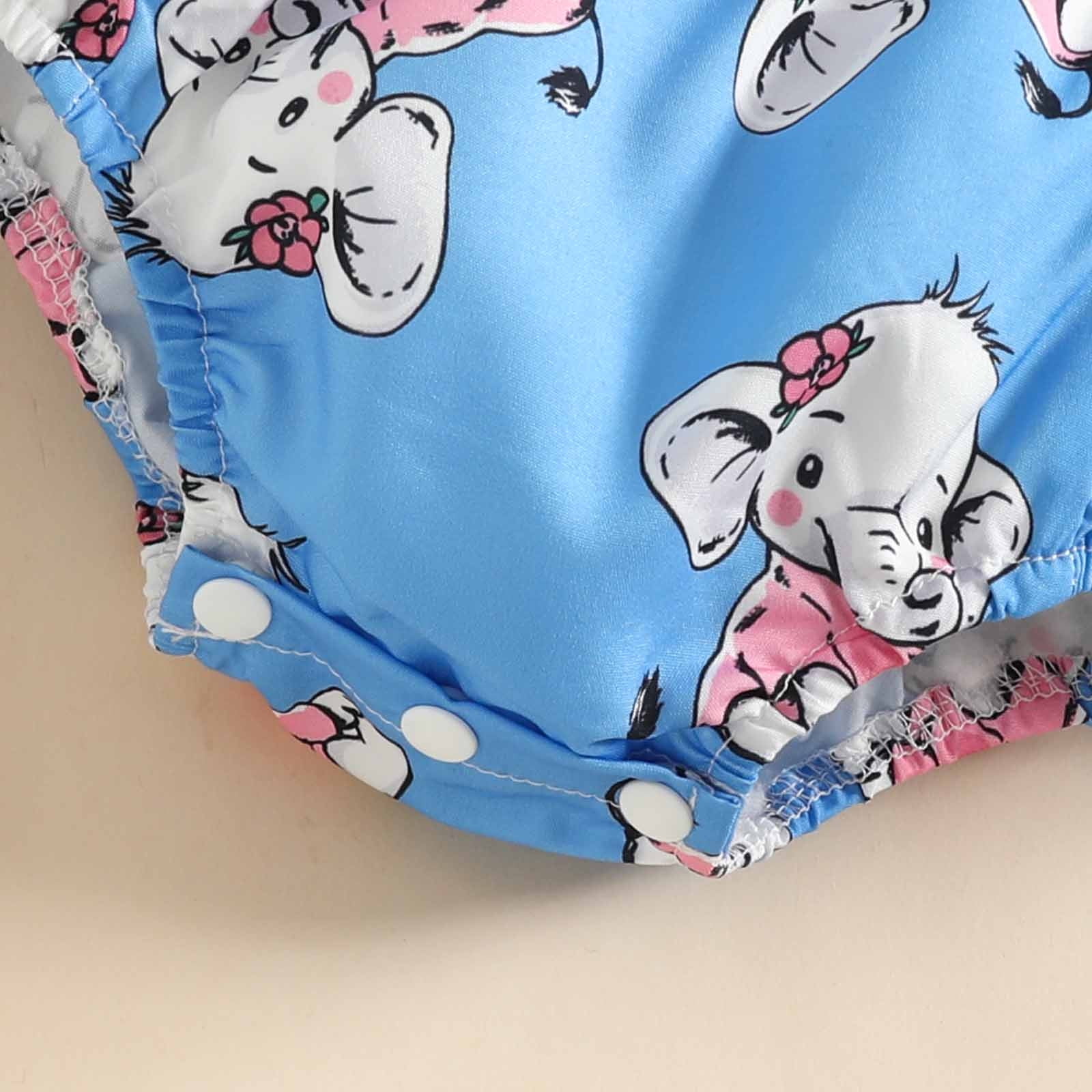 3pcs Cartoon Elephant Print Baby Long-sleeve Cotton Rompers Set