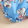 thumbnail image 5 of Odeerbi Infant Girls Ruffle Outfits Infant Toddler Baby Ruffled Print Cotton Top With Straps Shorts And Headband Set Sky Blue 6-9 Months, 5 of 9