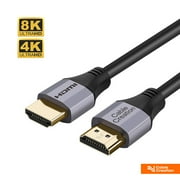 CableCreation 8K 60Hz HDMI 2.1 Cable 3ft, 48G High Speed HDMI Male to Male HDCP 2.2, eARC,Dolby Vision, Compatible with Apple TV, Roku, Xbox,Samsung, QLED, Sony, LG, Playstation, PS5, PS4 and Xbox