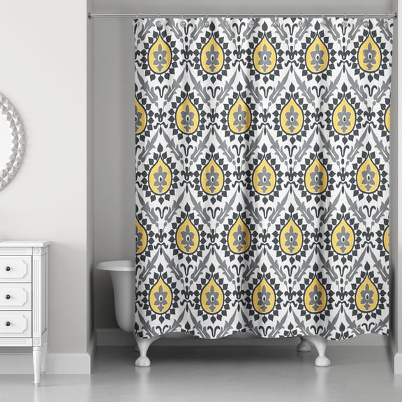 Creative Products Ikat in Black and Yellow 71x74 Shower Curtain