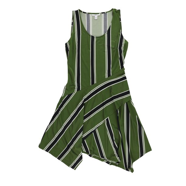 bar III Vestido recto con dobladillo de pañuelo para mujer, verde, pequeño