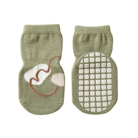

nsendm Boys And Girls Cartoon Character Pattern Warm Toddler Shoes Indoor Floor Socks Non Slip Fashion Toddler Shoes 4c Girls Shoes Green Medium