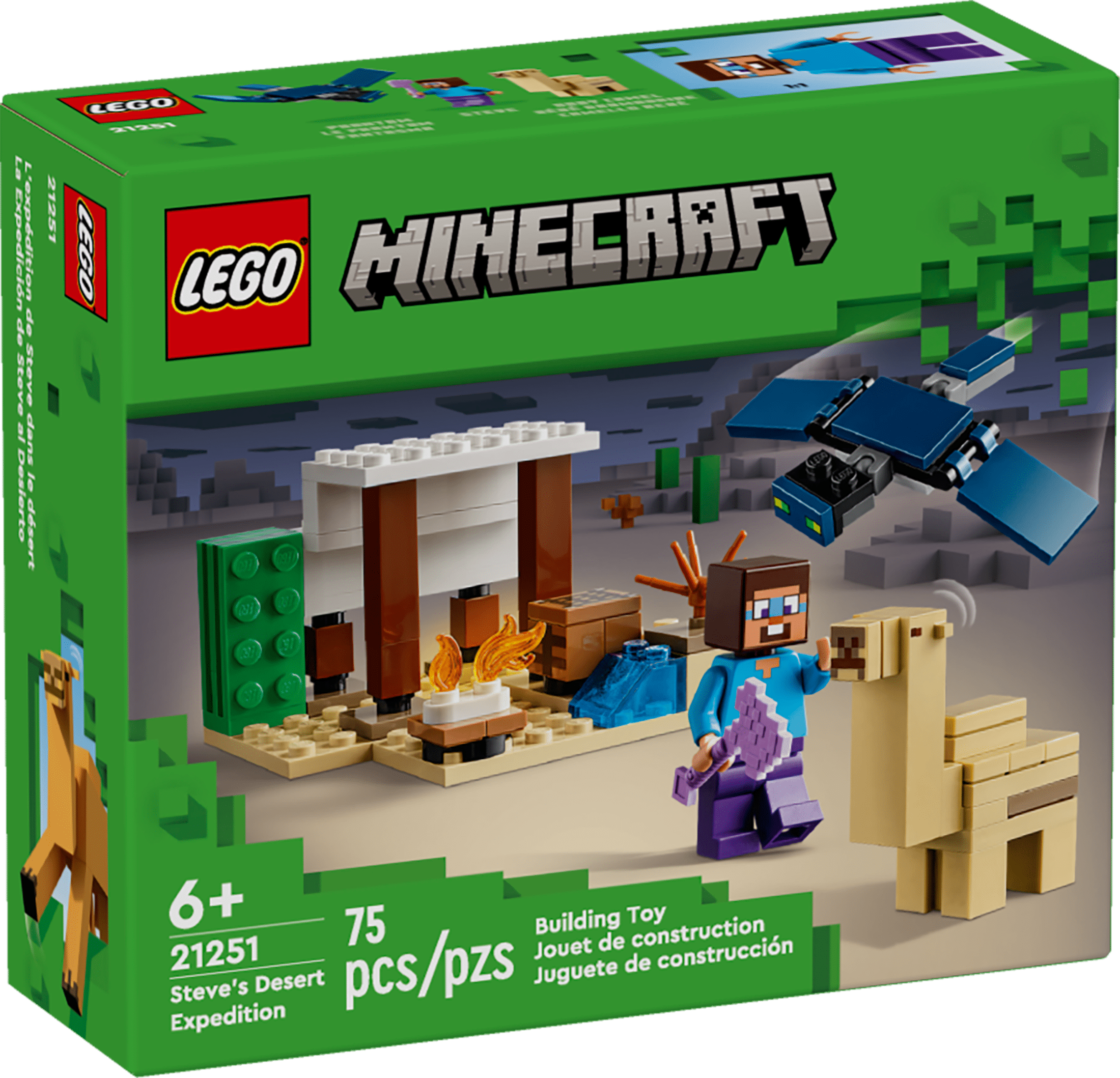 LEGO Minecraft Steve's Desert Expedition Building Toy, Biome with Minecraft House and Action Figures, Minecraft Gift for Independent Play, Gaming Playset for Boys, Girls and Kids Ages 6 and Up, 21251