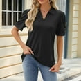 thumbnail image 5 of Sakmal Tops Short Sleeve Black Solid Collared Puff Sleeves T-Shirts Plus Size Ladies Shirts, 5 of 6