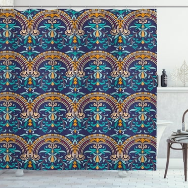 Ambesonne Autumn Damask Shower Curtain, Baroque Floral Image, 69"Wx70"L, Dark Lavender and Multicolor