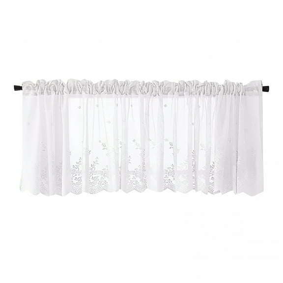 AUQ Lace Sheer Half Curtain for Restaurant Window Curtains for Living Room Sheer Curtain Decorative for Bedroom Small Window Curtains for Kitchen Half Curtain Sheers 36 x 18 Inch White