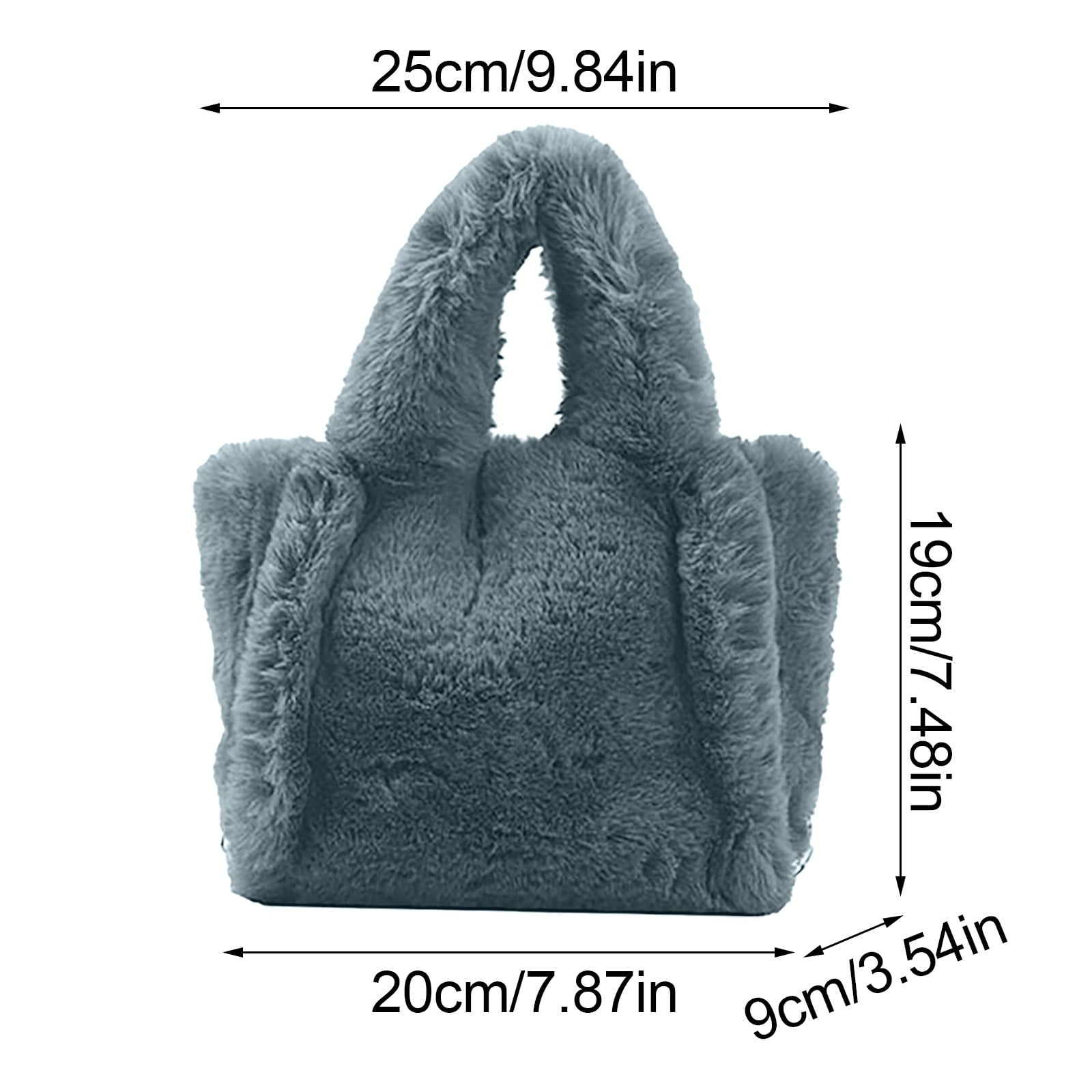 Stylago Tote Bag for Women Plush Handbag Gold Chain Crossbody Purses Winter Fashion Shopping Shoulder Bags Button Pockets Grey