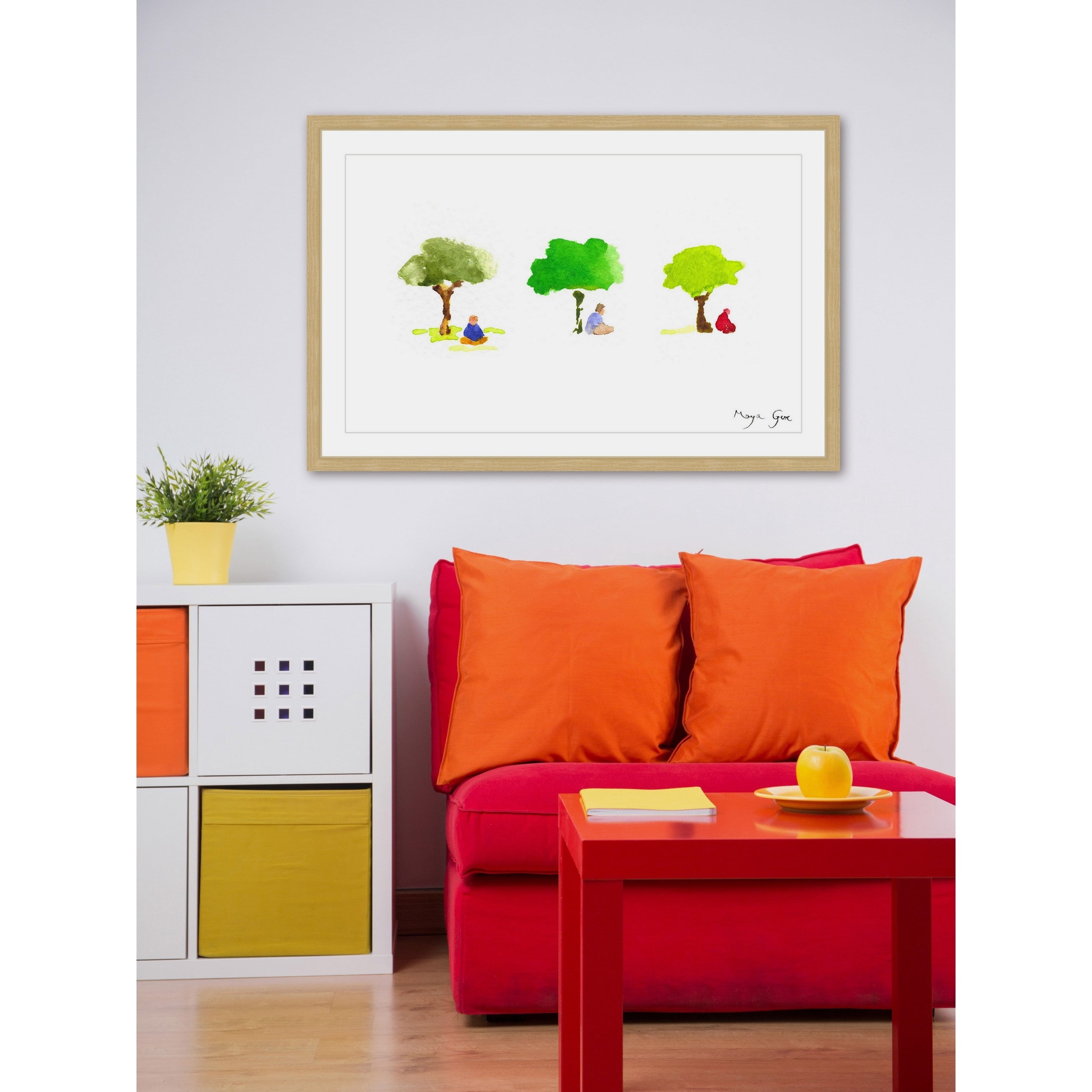 Marmont Hill "Three Meditators" by Maya Gur Framed Painting Print