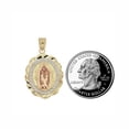 thumbnail image 5 of 14k Tricolor Gold, Virgin Mary Ntra Sra De Guadalupe Pendant Religious Charm Oval Sparkly Cuts 18mm with 20" Dainty Neck Chain, 5 of 9