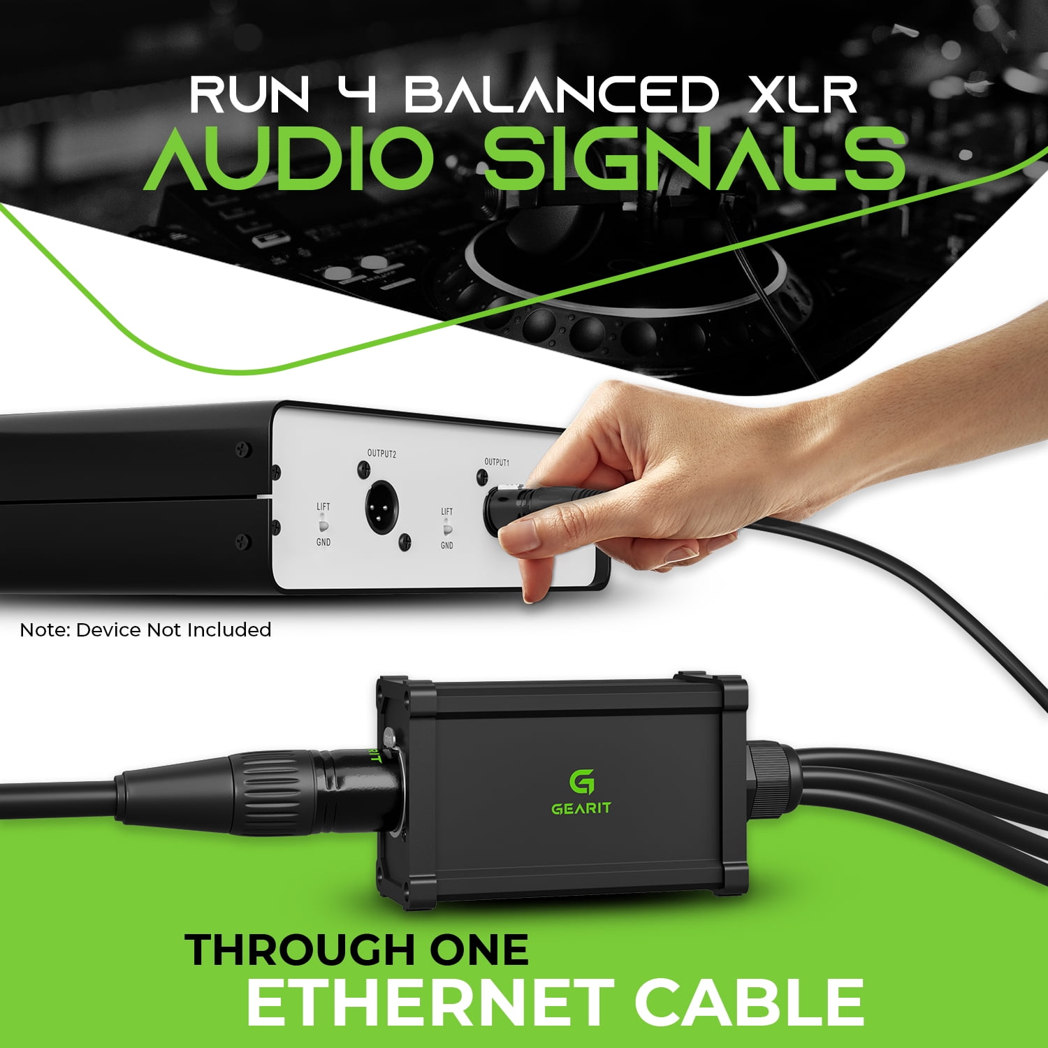 GearIT 4 Channel Snake (2ft Breakout Cable) 3Pin XLR/DMX/AES-EBU To Ethercon RJ45 Cat5/Cat6 Ethernet Extender For Live Stage, Sound, Lighting, Audio Recording Studio (1 Pair: 4 XLR Male/4 XLR Female)
