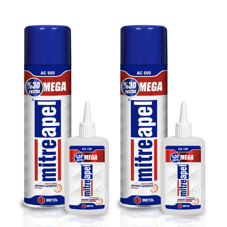 Mitreapel Super CA Glue (2 x 4.5 oz.) with Spray Adhesive Activator (2 x 16.9 fl oz.) CA Glue with Activator for Wood, Plastic, Metal, Leather