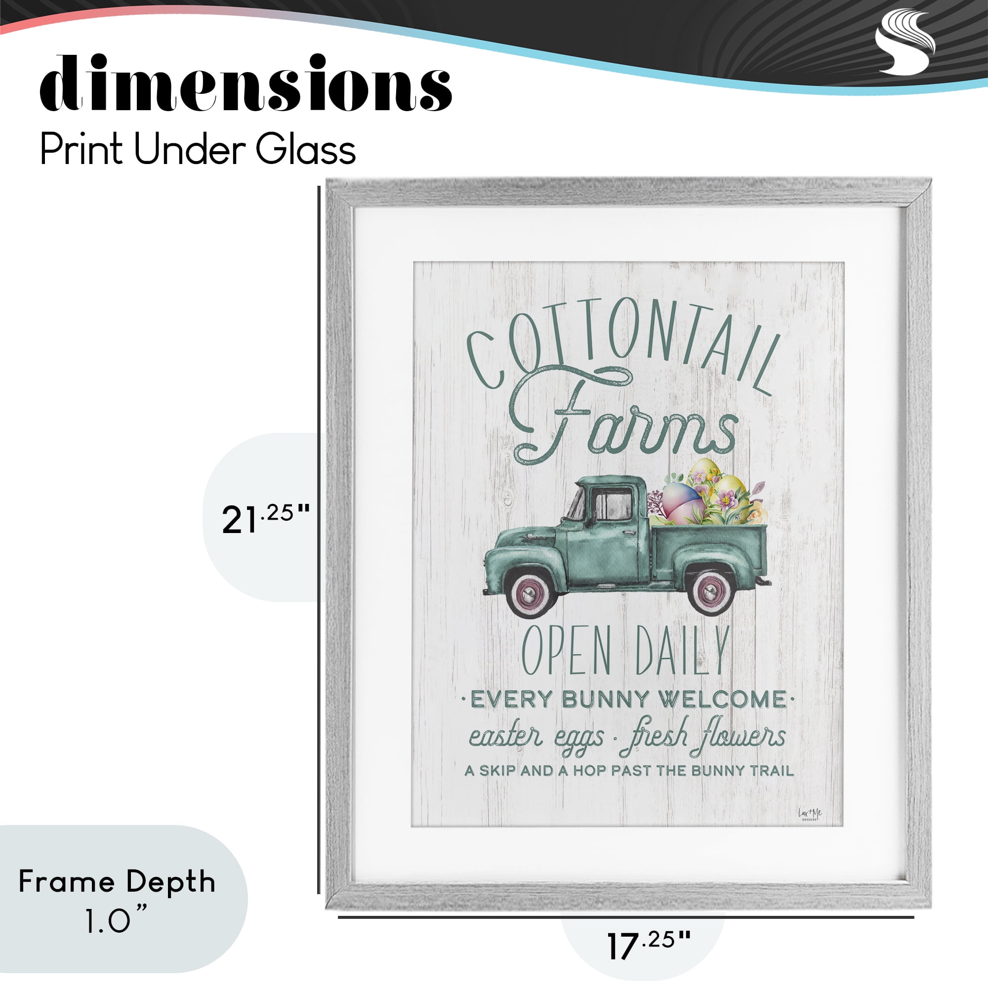 Stupell Industries Antique Cottontail Farms Gray Framed Print Under Glass, design by Lux + Me Designs
