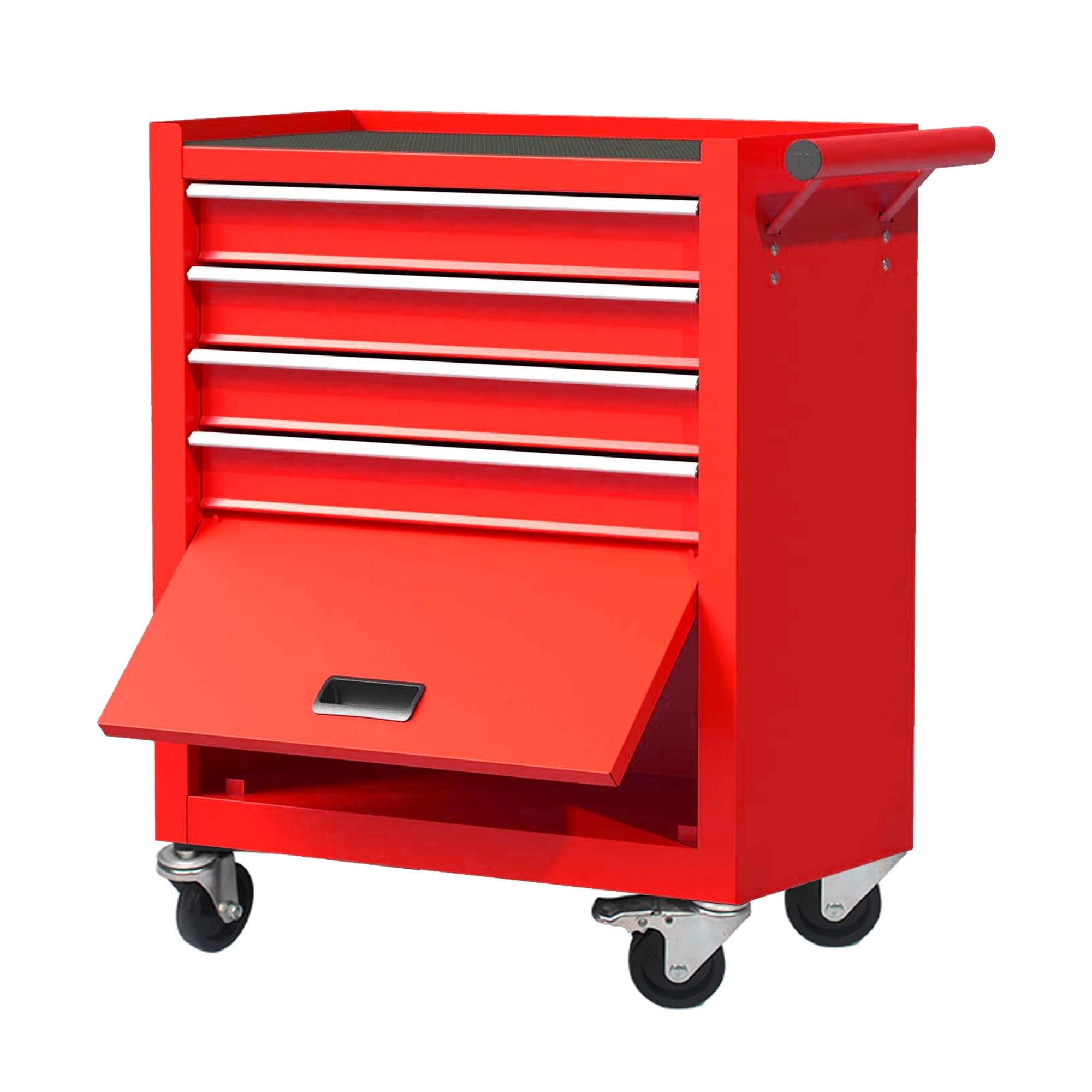 Aukfa Tool Box, 24.5 in Steel Rolling Tool Chest&Cabinet On Wheels for Garage, 4-Drawer, Red