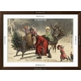 thumbnail image 5 of Art.com Christmas Greeting - Santa and Sleigh Art Print by Lantern Press, Brown Frame Wall Art, 44" x 32", 5 of 5