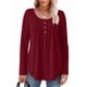 thumbnail image 2 of Camisas de Larga para Mujer, Conjuntos de Otoño, Cuello Redondo, Túnicas Casuales, Blusas de Moda, Ropa de Moda. Vino Tinto M, 2 of 6