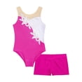 thumbnail image 3 of MSemis Kids Girls Gymnastics Dance Leotards 2 Piece Outfits with Athletic Shorts Sets, Size 4-14 Rose 4, 3 of 5