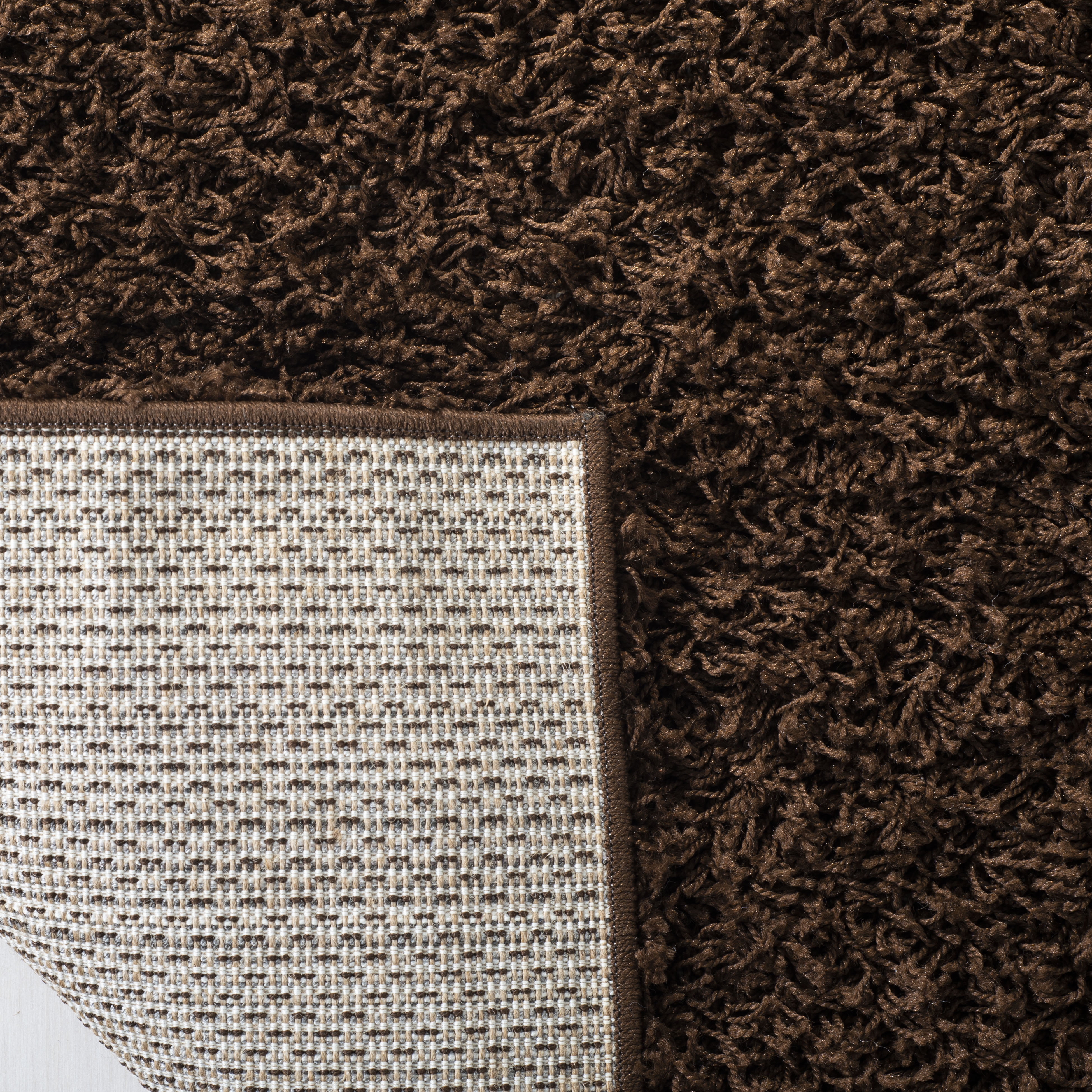 Safavieh Lavena Shag Rug Collection Solid Print Loomed Brown Runner Rugs, 2'3" x 8', Stain Resistant