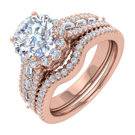 1 Carat Diamond Bridal Ring Band Set in 14K Rose Gold (Ring Size 10.75)