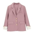 thumbnail image 6 of Blazer for Women, Yigetop Women's Casual Solid Color Suit Jacket Lapel Keep Warm and Slim Loose Long Sleeve Fashion Cardigan Coat Fitted Blazers for Women Pink XL, 6 of 9