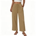 thumbnail image 5 of Tqcoqu Womens Casual Pants Loose High Waist Cropped Palazzo Beach Pants Summer Outfits 2026 Trendy,Khaki Women's S-XXL, 5 of 6