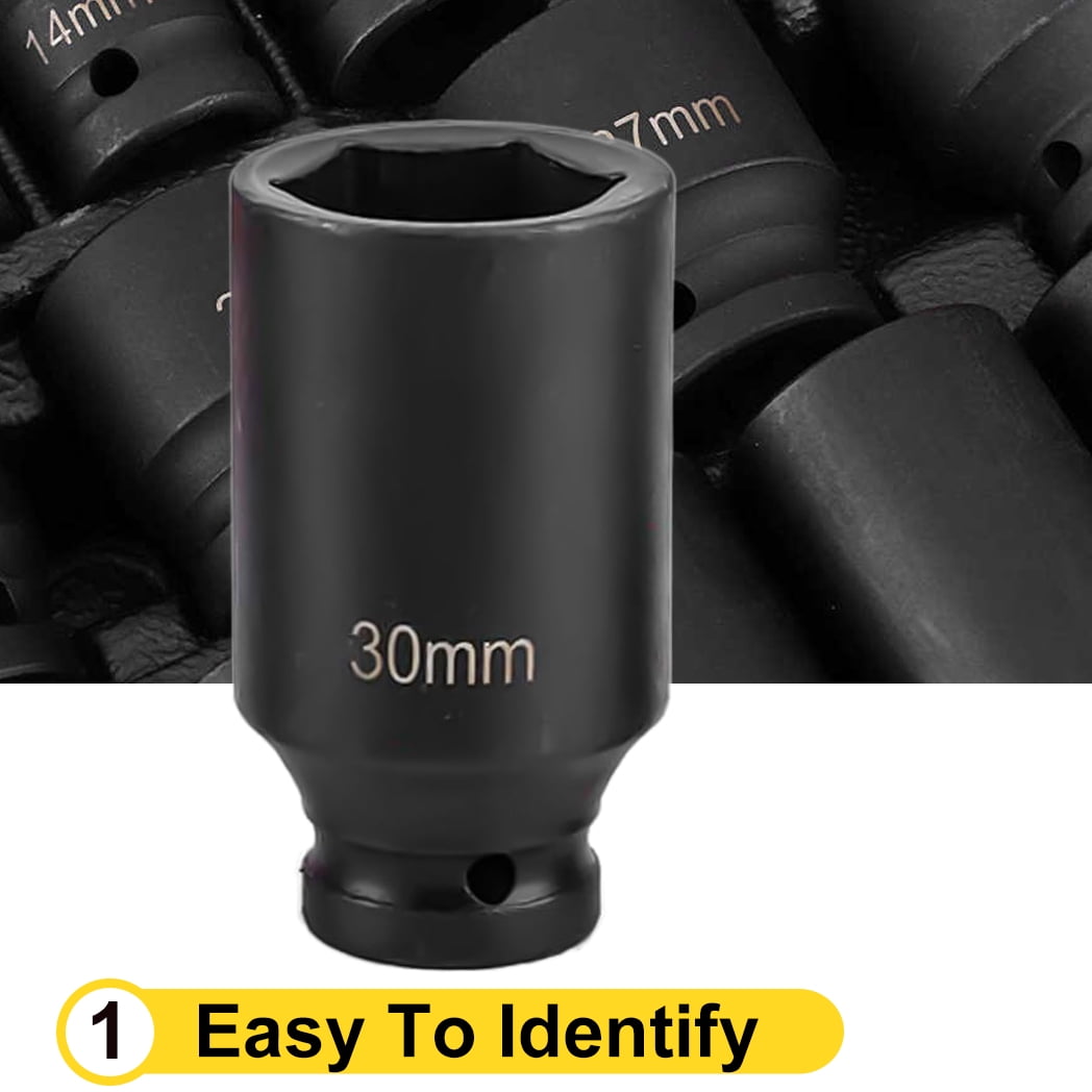 iMeshbean 35pcs Deep Impact Socket Set 1/2" Drive Metric 8-32mm 6 Point Cr-V Steel Heavy Duty Portable Socket Set with Storage Case