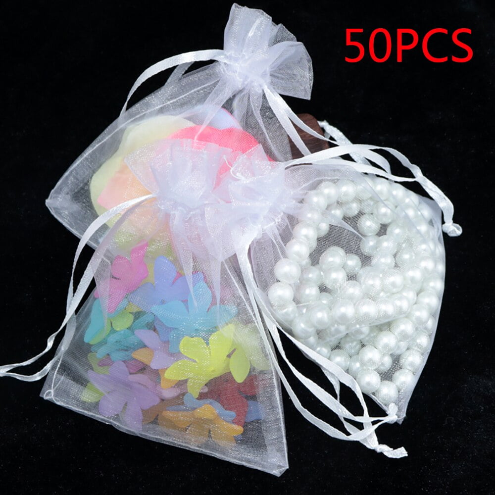 Willstar 50pcs Organza Bag Sheer Gauze Element Jewelry Drawable Organza