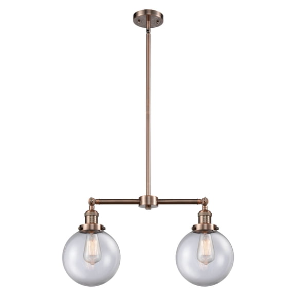 Innovations 2-LT Beacon 25" Chandelier - Antique Copper - 209-AC-G202-8