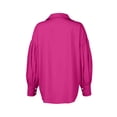thumbnail image 4 of CIENVNSTG Women's 2026 Spring Fall Trendy Casual Lapel Button Down Blouse Lantern Puff Long Sleeve V Neck Loose Solid Plus Size Oversized Top Airy Relaxed Office Work Weekend Outfit Hot Pink 3XL, 4 of 6