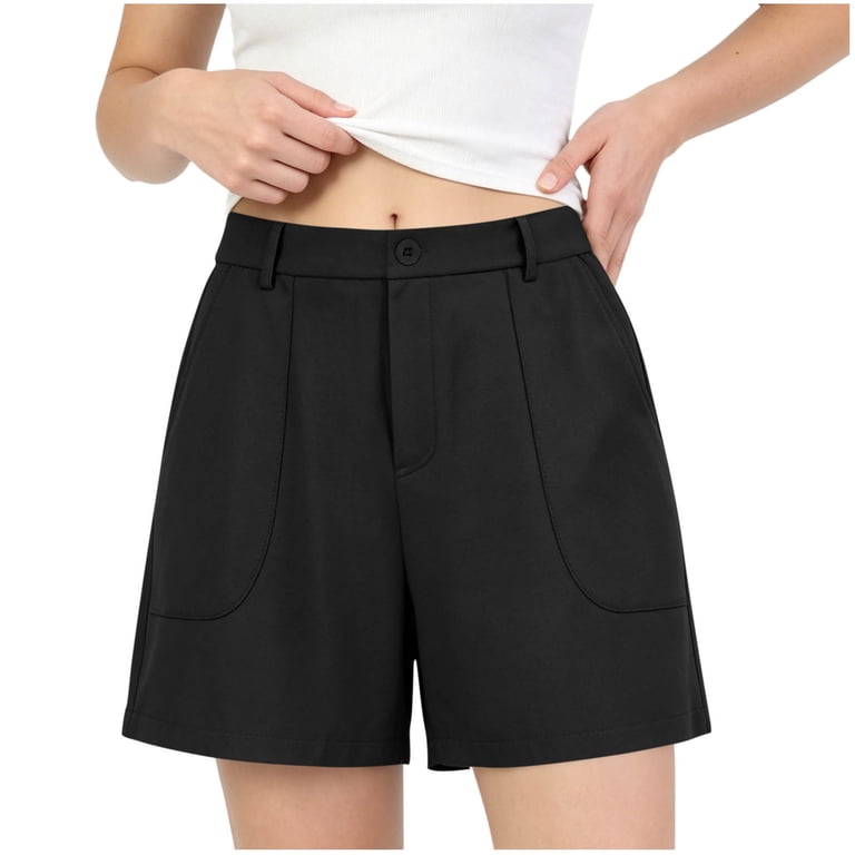 pull on dress shorts women Kinrui Summer Dress Shorts for Women Pull On Business Casual Shorts High  Waisted Work Trouser Shorts with Pockets S-2XL