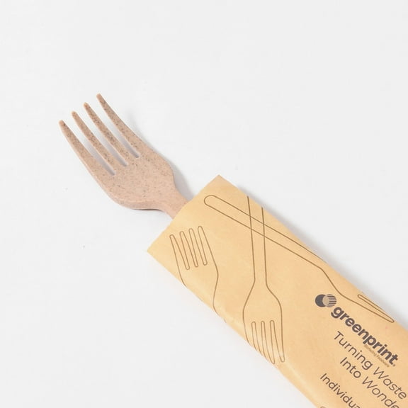 Greenprint® Biofading Foodware® Heavy Weight Natural Agave Forks, Individually Wrapped, 500 ct