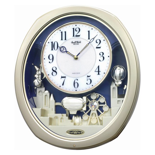Rhythm USA Silver Joyful Land Wall Clock