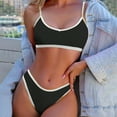 thumbnail image 2 of lcziwo Women's 2 Piece Bikini Swimsuits Summer Casual Spaghetti Straps Beachwear Fashion Color Block Tankinis Swimwears Set Holiday Outfits Black L, 2 of 4