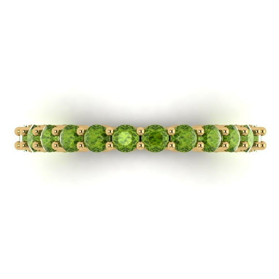 1.2 ctw Wedding Band for Women - 14K Yellow Gold Natural Peridot Stackable Eternity Ring