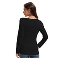 thumbnail image 4 of Women Long Sleeve Scoop Neck Slim Fitted Basic Soft T-Shirts, 4 of 6