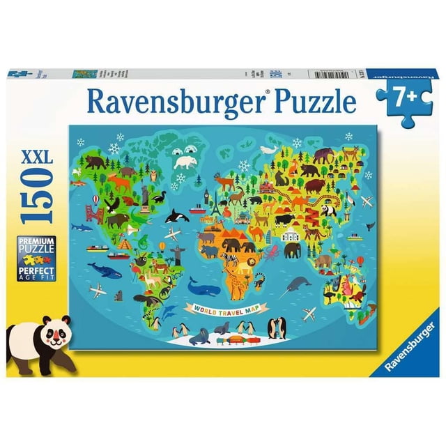 Rompecabezas Ravensburger Mapa Mundial de Animales XXL 150 Piezas