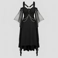 thumbnail image 4 of FEIFLY Dresses For Women Plus Size Halloween Gothic Style Vintage Midi Dress Croset Long Flare Sleeve Irregular Length Dress Short Sleeve Chiffon Dress Party Dress Solid Color Festival Clothing, 4 of 4