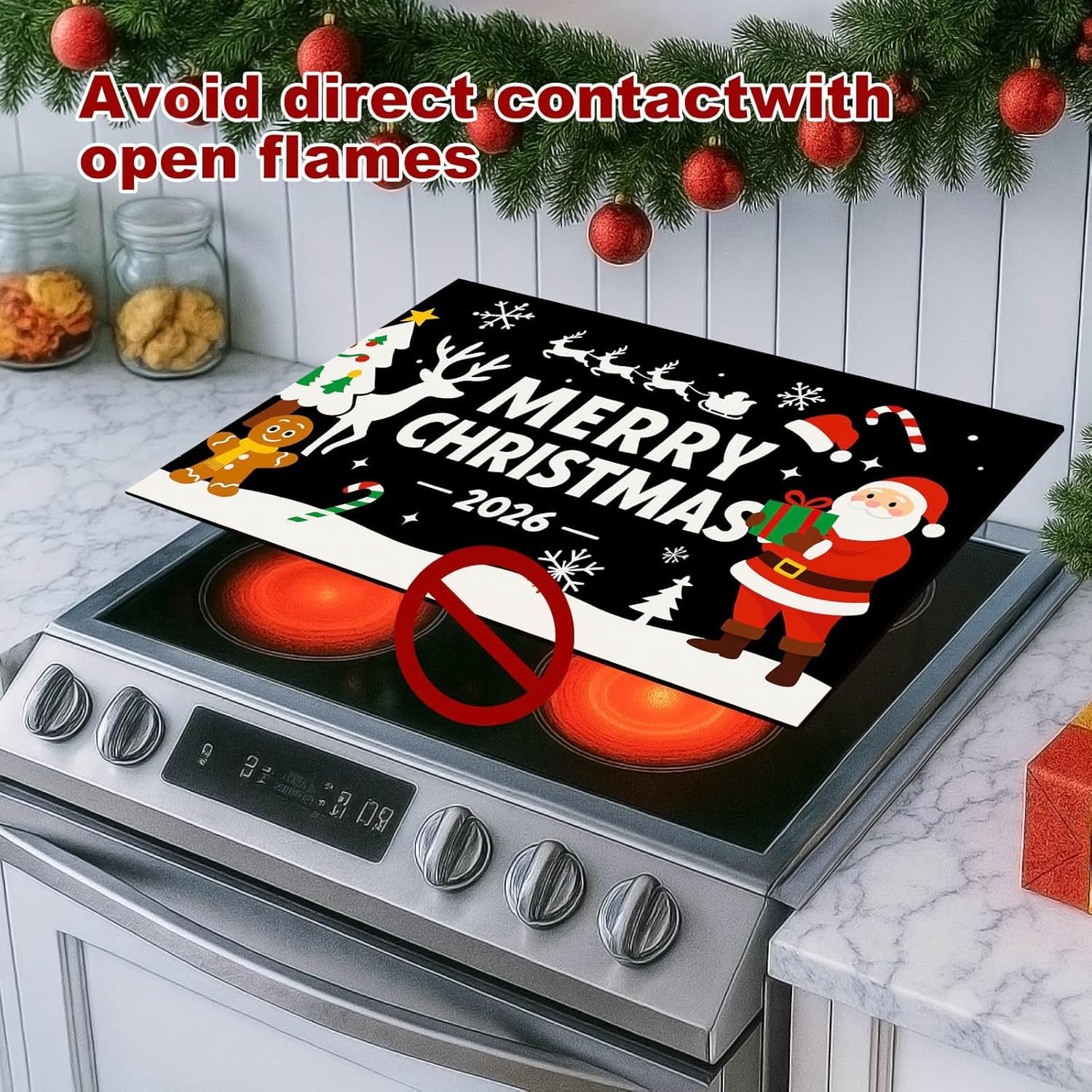 Nativity Scene Stove Top Cover 28x20 Inch Glass Top Protector Christmas Religious Kitchen Counter Mat Heat Resistant Silicone Cooktop Cover Holiday Decoration