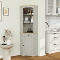 thumbnail image 5 of Lisonu 68" Tall Corner Cabinet with Drawer and Door, Antique White Farmhouse Storage Cabinet with Adjustable Shelves for Living Room, Kitchen, and Bathroom, 5 of 16