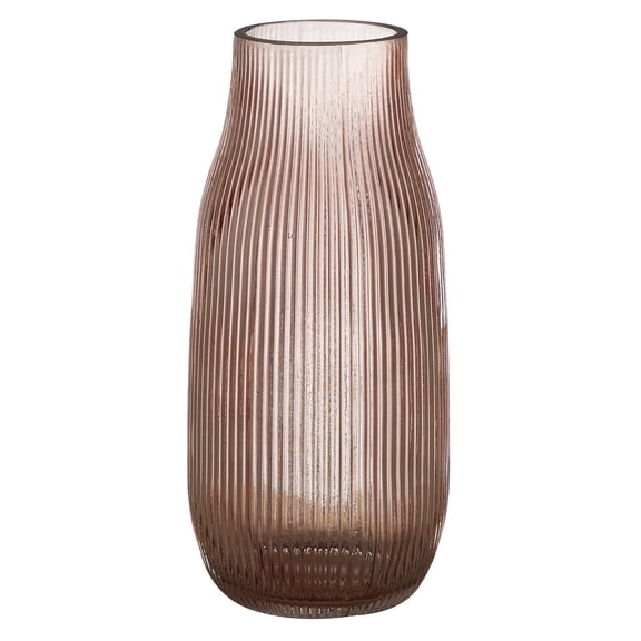 Beautiful By Drew Barrymore Bottleneck Ribbed Blush Glass Vase