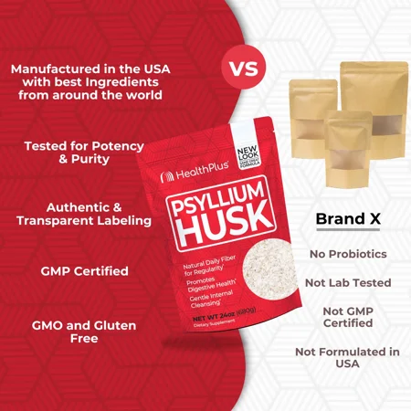 Health Plus Inc 100 Pure Psyllium Husk 24 oz 680 g