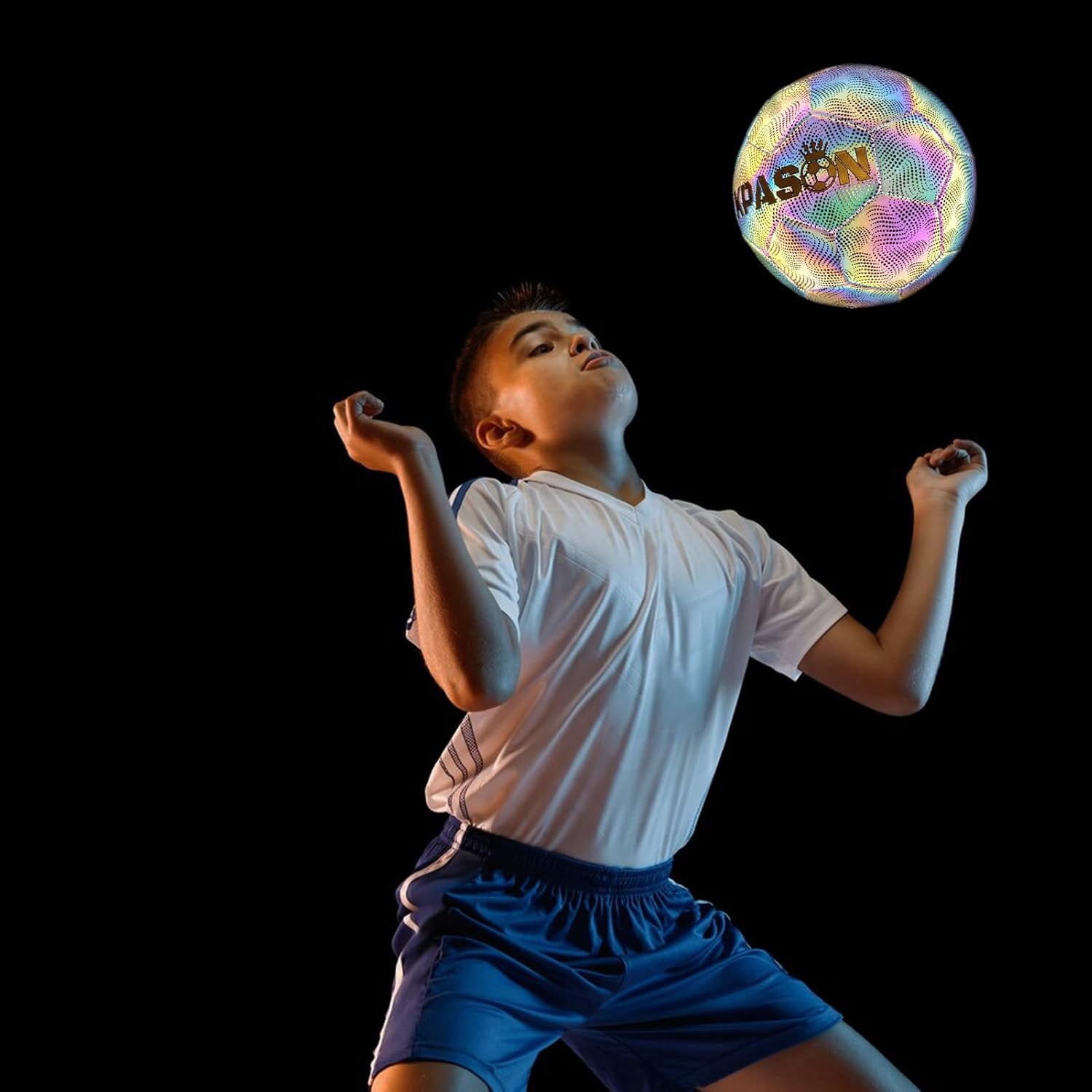 Soccer Ball Size 4/5, Holographic Glowing Soccer Ball with Pump and Carry Bag for Adults Boys Girls, Reflective Glow Soccer Ball for Night Games & Training, Teens Youth Back to School