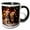 Black/White, variant on 3drose, Photo of Two Basset Hound Pups Wearing Santa Hats in Front of Lights., 15oz Mug