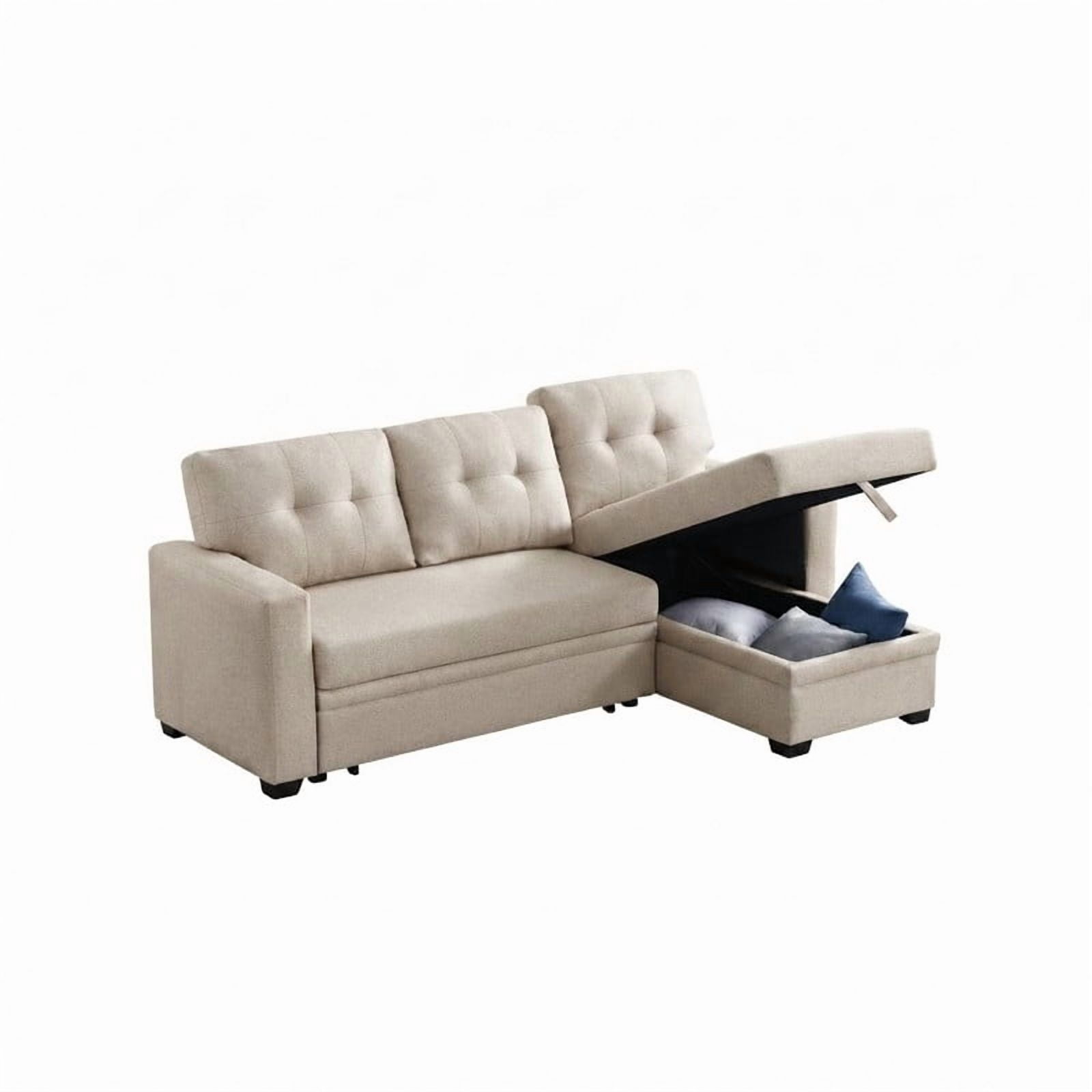 82" L-Shaped Convertible Sleeper Sectional Sofa with Pull-Out Bed, Storage Chaise, Removable Back Cushions, Modular Corner Couch for Living Room, Apartment, Home Office